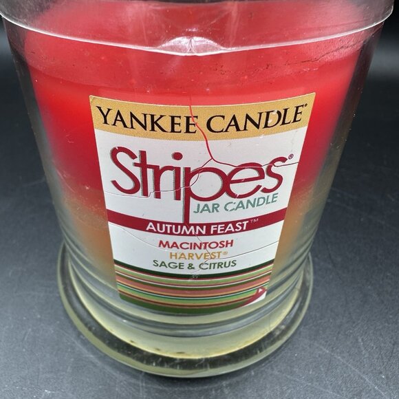 Yankee Candle Stripes Autumn Feast Jar Candle 8.5oz Rare Discontinued Fall Scent - Picture 5 of 6